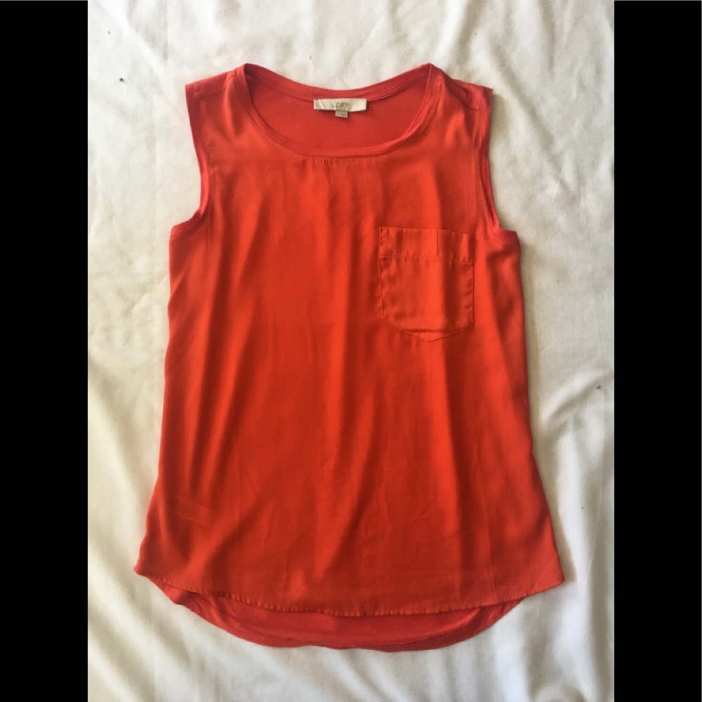 Loft Tangerine/Orange Flowey Blouse Size sm.